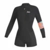 Mystic Womens Lunar 2/2mm Front-Zip Longarm Shorty Wetsuit - Dark Grey -COAST WATER SPORTS Shop 2022 Mystic Womens Lunar Front zip Longarm Shorty 35000.220089 802 01